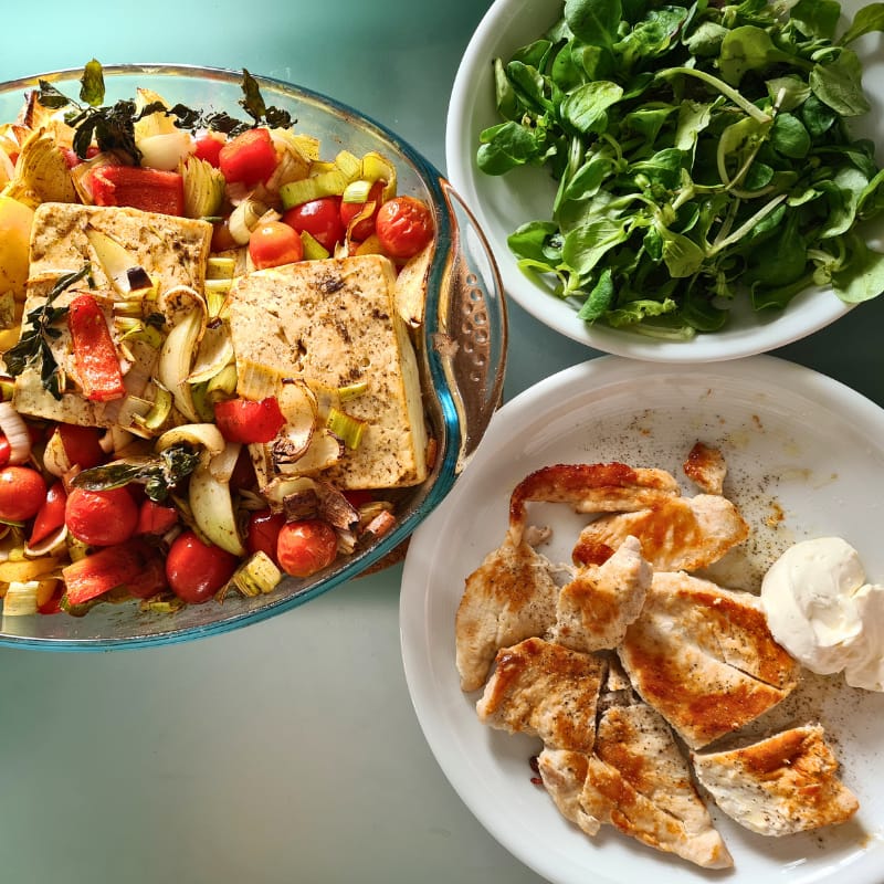 Sophia kocht 2 Gebackener Feta Feldsalat und Hähnchenbrust