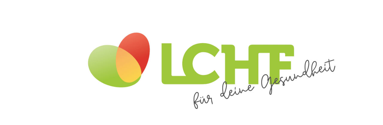 LCHF & Gesundheit (1280 × 480 px) dreifarbiges Logoherz mit entsprechendem Schriftzug