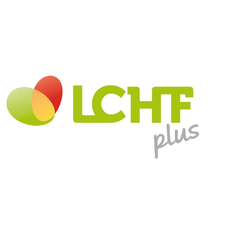 Logo von LCHFplus - Herz dreifarbig mit Schriftzug